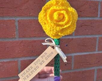 Rose Teacher Gift, Thank You for Helping Me Grow, Personalised TA Present