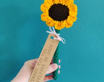 Sunflower Teacher Gift, Gifts for Teachers, Thank You for Helping Me Grow, Personalised Teacher Gift, Artificial Crochet Flower, Fake Flower