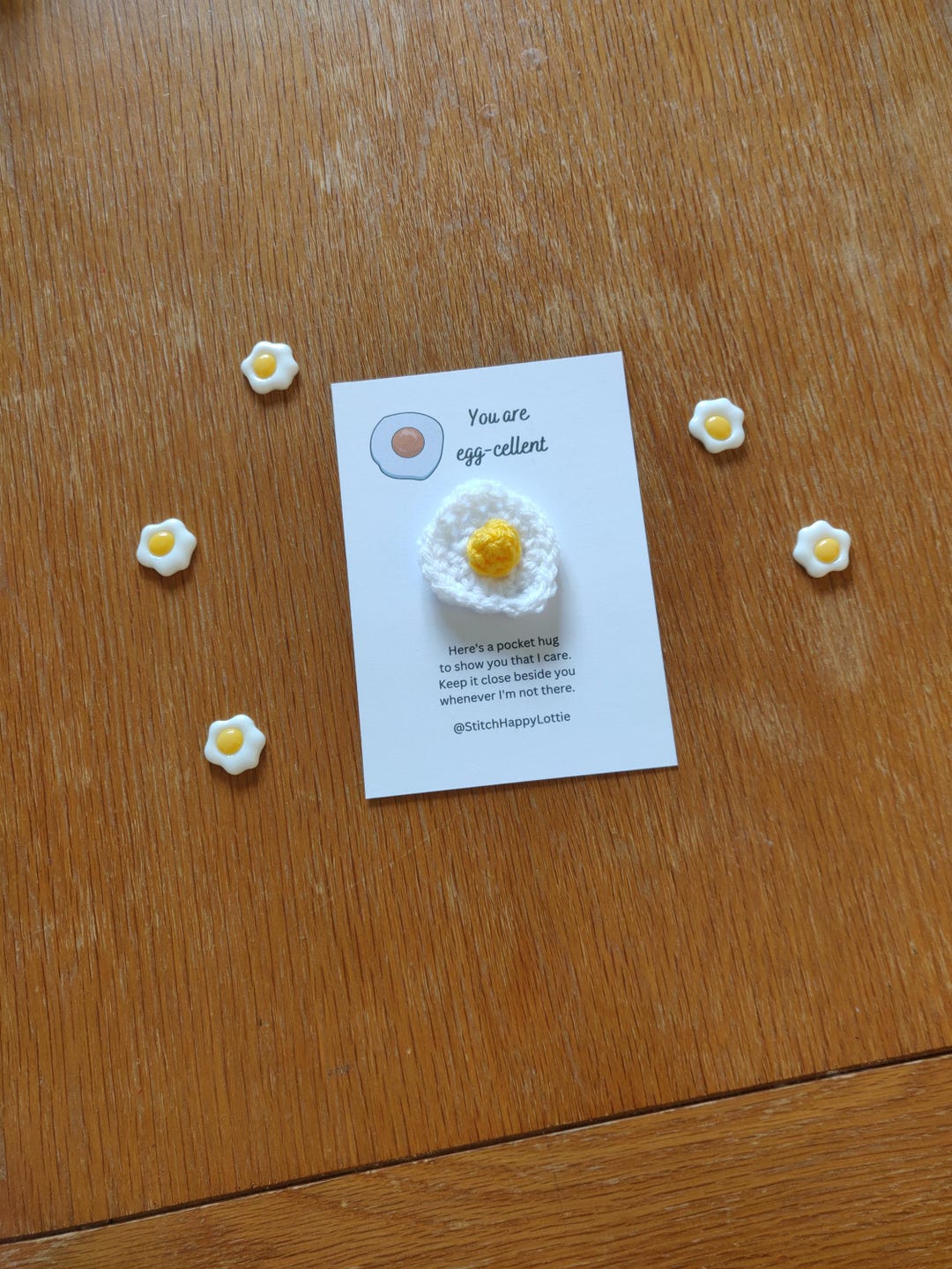 Crochet Fried Egg Pocket Hug Token: Positive Gift - Etsy