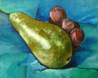 Pear and grapes - fine art card