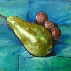 Pear and grapes fine art print