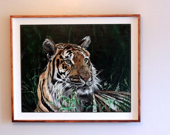 Tiger, a Fine Art print taken from my original painting-wildlife art, big cats, animal art, home decor, wall art, nature, cat lovers, wild