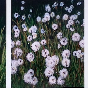 Dandelion print taken from my original acrylic painting/tryptich -nature, garden, wild flowers, home decor, wall art, fields, fine art, art