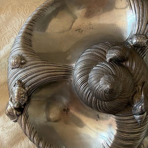 Vintage Arthur Court 1985 Cast Aluminum Sea Life Divided Serving Dish, Turtle, Shell, & Lobster Coastal Tray