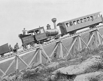 Mount Washington Jacob's Ladder Cog Railway in 1897 - Vintage Photo Art Print, Ready to Frame!