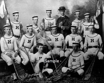 HARVARD UNIVERSITY CRIMSON Lacrosse Team in 1881 - Vintage Photo Print, Ready to Frame!