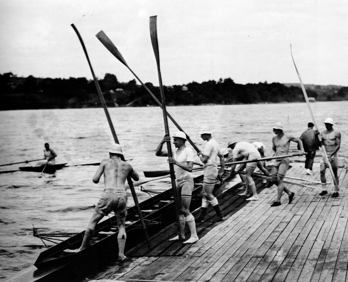 HARVARD UNIVERSITY CRIMSON Boat Club Rowing Crew Team in 1914 Etsy