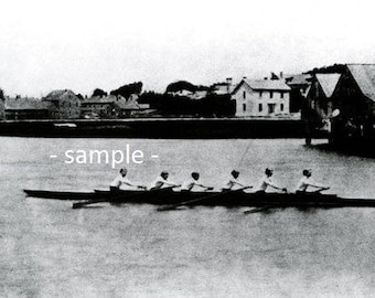 HARVARD UNIVERSITY CRIMSON Rowing Crew Team in 1858 - Vintage Photo Art Print, Ready to Frame!