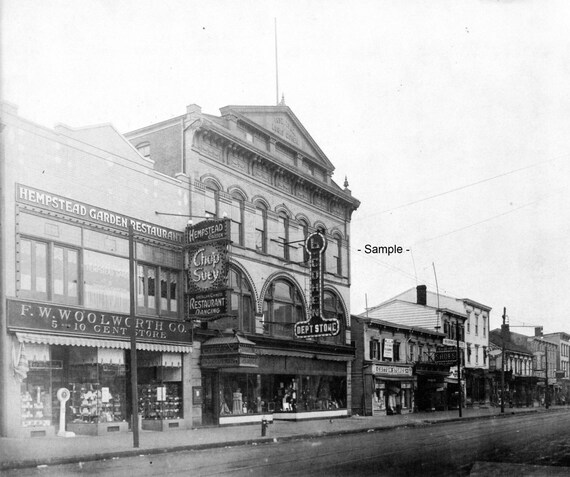 Hempstead Ny Downtown Main Street In 1920 Vintage Photo Art Etsy