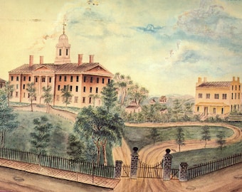 RUTGERS UNIVERSITY Campus Painting c. 1920 - Vintage Photo Art Print, Ready to Frame!