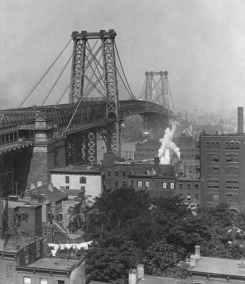 WILLIAMSBURG BRIDGE Brooklyn and Manhattan Circa 1920 Vintage Photo Art