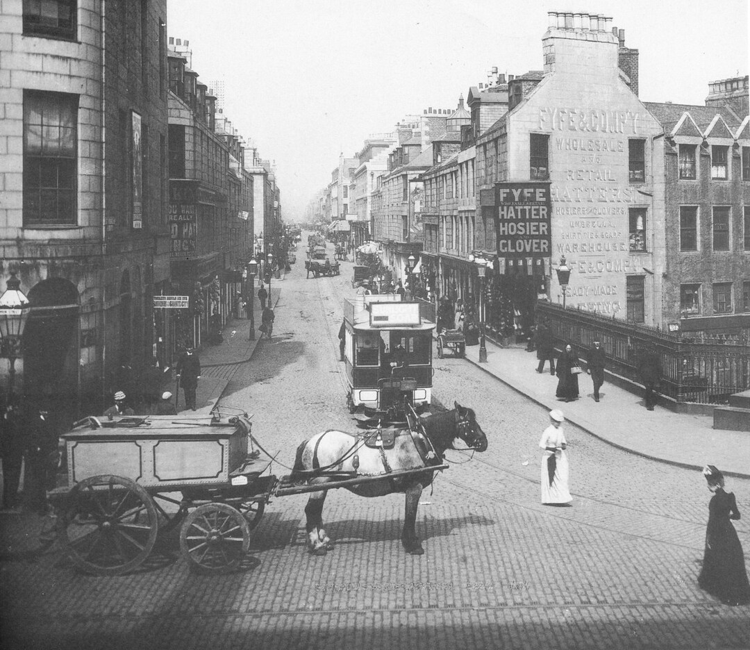 ABERDEEN, SCOTLAND St. Nicholas Street in 1890 Vintage Photo Print