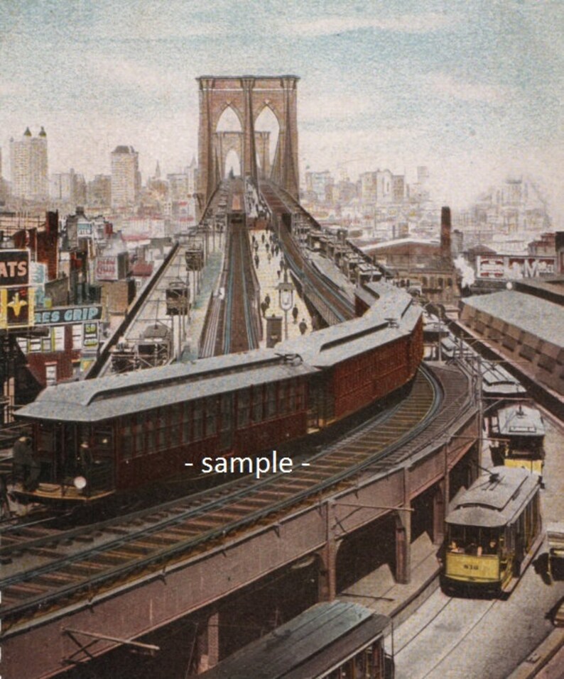 Brooklyn Bridge Terminal New York City 1910 Vintage Photo Etsy