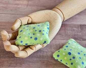 Pocket handwarmers set of 2 - stocking stuffer - microwave bag - boo boo bag - hot cold rice pack - spa therapy - flannel lime polka dots