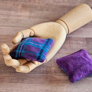 Pocket handwarmers set of 2 - microwave rice bag - boo boo bag - hot cold rice pack - spa therapy - teacher gift - flannel purple plaid