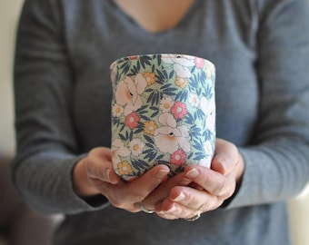 mini Fabric Basket - reversible basket - home decor - reversible container - tea bag caddy - candy dish - party favor - flower garden