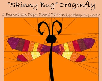 PDF Pattern - dragonfly quilt block 10-inch - foundation paper piecing pattern - fpp pattern - sewing project - Skinny Bug Studio dragonfly