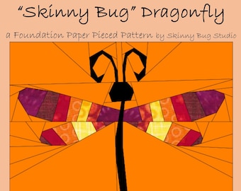 PDF Pattern - dragonfly quilt block 10-inch - foundation paper piecing pattern - fpp pattern - sewing project - Skinny Bug Studio dragonfly