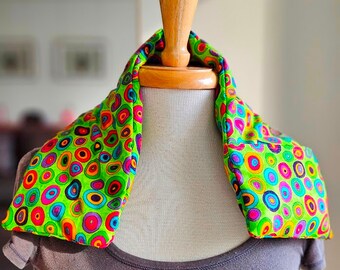 24" Hot cold shoulder wrap - microwaveable rice pad - washable cover - spa therapy - injury relief - cold pack - lime color dots flannel