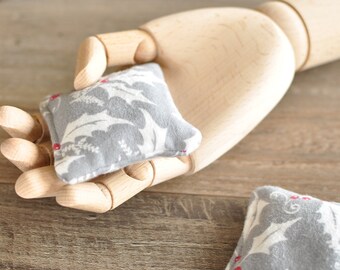 Pocket handwarmers set of 2 - stocking stuffer - microwave rice bag - boo boo bag - hot cold rice pack - eye pack - spa therapy - gray holly