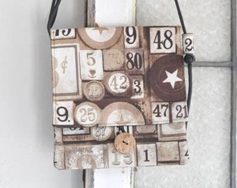 About Town Bag II - fabric crossbody purse - fun hip bag - minimal purse - unique teacher gift - travel bag - party purse - gold number star