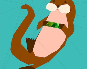 PDF Otter Quilt Block Pattern - 10 inch foundation paper piecing pattern - fpp - animal design - DIY sewing project - Play with Purpose