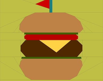 PDF Burger Quilt Block Pattern - foundation paper piecing pattern - quilt design - fpp pattern - DIY sewing project