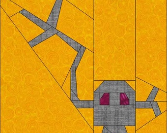 PDF Robot Quilt Block Pattern - foundation paper piecing pattern - science fiction design - fpp craft pattern - DIY sewing project - Larm