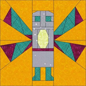 PDF Robot Quilt Block Pattern - foundation paper piecing pattern - science fiction design - craft project - DIY sewing project - Sir Quartus