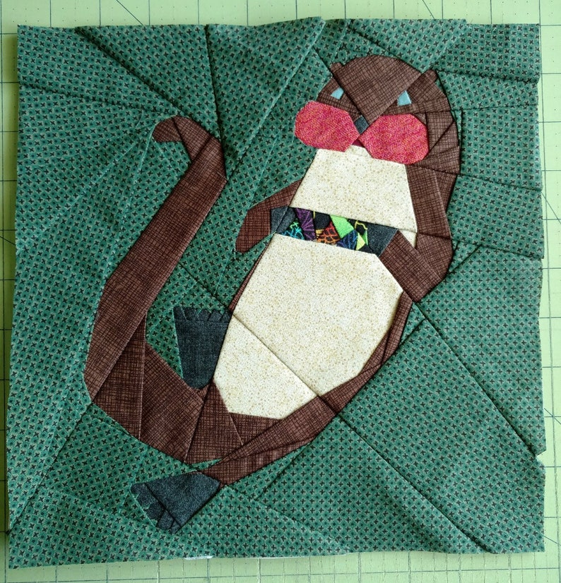 PDF Otter Quilt Block Pattern 10 inch foundation paper piecing pattern fpp animal design DIY sewing project Play with Purpose image 2