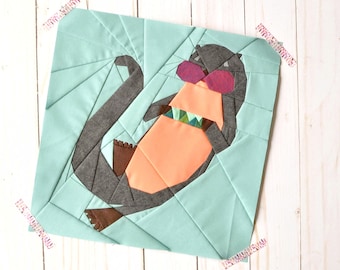 PDF Otter Quilt Block Pattern - 10 inch foundation paper piecing pattern - fpp - animal design - DIY sewing project - Play with Purpose