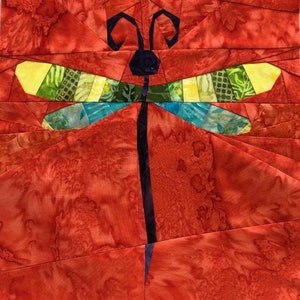 PDF Pattern dragonfly quilt block 10-inch foundation paper piecing pattern fpp pattern sewing project Skinny Bug Studio dragonfly image 3