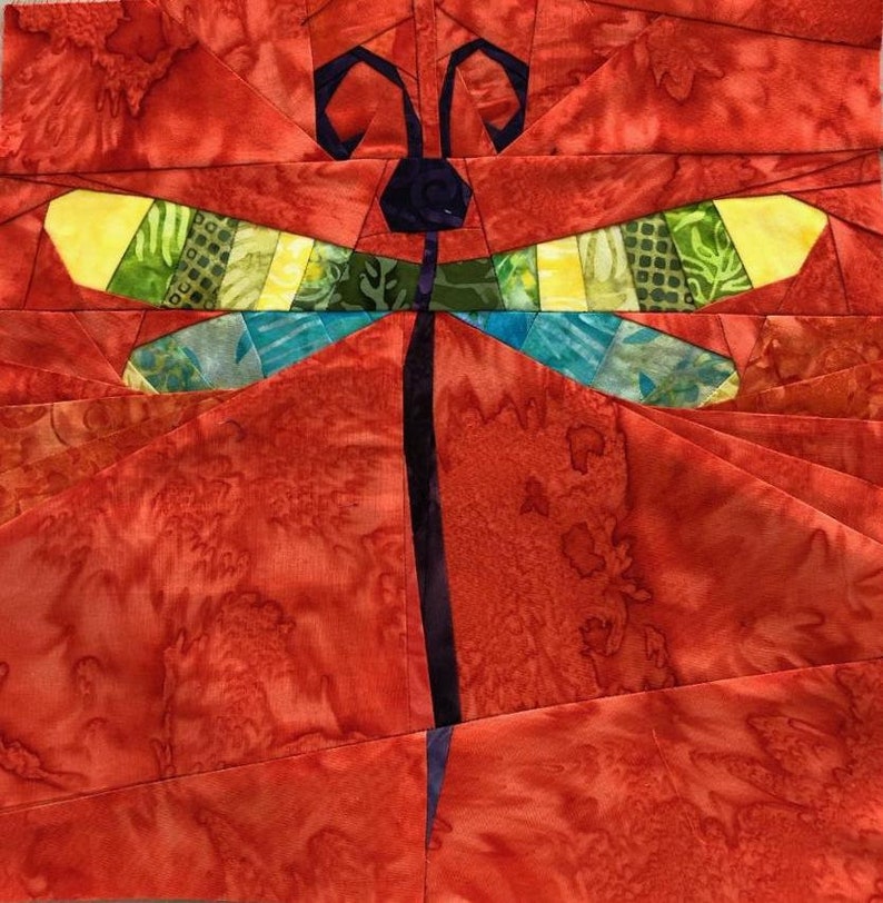 PDF Pattern Dragonfly Quilt Block 10inch Foundation Paper Etsy