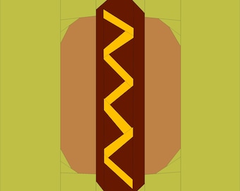 PDF Hot Dog Quilt Block Pattern - foundation paper piecing pattern - quilt design - fpp pattern - DIY sewing project