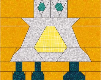 PDF Robot Quilt Block Pattern - foundation paper piecing pattern - science fiction design - craft project - DIY sewing project - Mr. Stomp