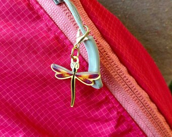 Dragonfly bug zipper pull charm with lobster clasp