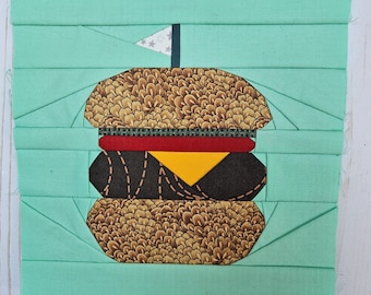 PDF Burger Quilt Block Pattern - foundation paper piecing pattern - quilt design - fpp pattern - DIY sewing project