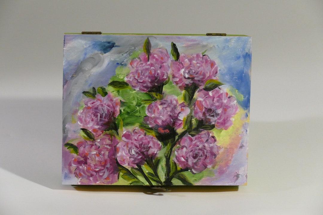 Rustic Tea Box With 9 Compartments, Wooden Tea Bag Organizer, Flowering ...