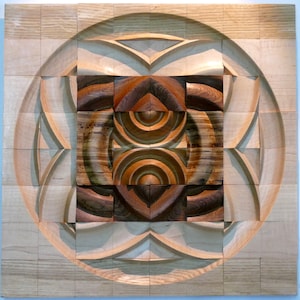 Geometric Wood Carved Abstract Wall Decor