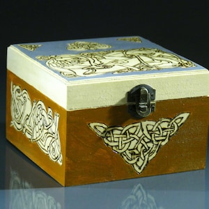Hand-Painted Celtic Knot Wooden Box: Personalized Keepsake Chest