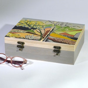 Holzteebox, 12-Fach-Teeaufbewahrungsbox, handbemalter verzierter Holzbauernhaus-Küchen-Teebeutelhalter, Geschenk für Teeliebhaber