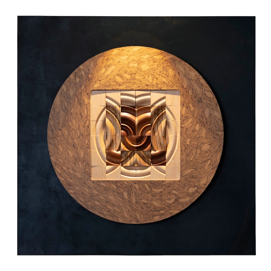 Wooden Wall Sculpture, Wall Art, Large Geometric Wood