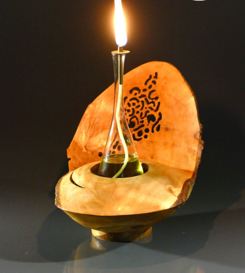 Wooden Oil Lamp Wood Sculpture Art Decor Housewarming Gift Carving Hand Turning Weeding Birthday