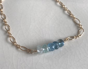 Shaded Aquamarine Ombre Choker Necklace