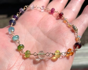 Rainbow Gemstone Gold-filled Bracelet