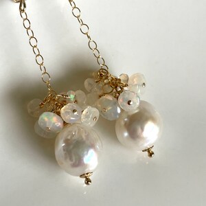 Edison Pearl and Ethiopian Opal Drop Earrings image 3