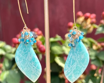 Amazonite and Neon Apatite Earrings