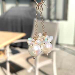 Edison Pearl and Ethiopian Opal Drop Earrings image 1