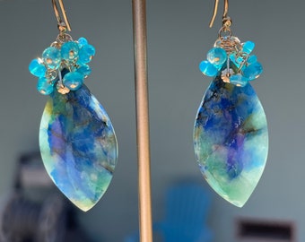 Shattuckite and Blue Ethiopian Opal Earrings
