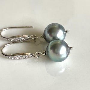 Silver Tahitian Pearl Earrings